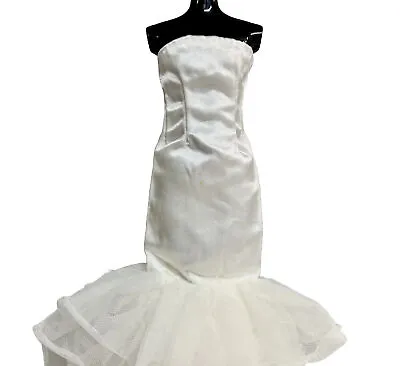 Vintage Barbie White Satin Gown - Mermaid Style Shape - Tulle - Handmade Wow • $18