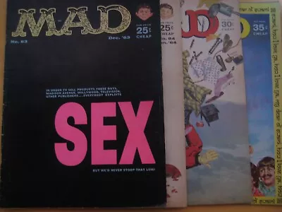 Vintage Lot  MAD  Magazines 1963/1964/1966/1968 Alfred E. Neuman Humor/Satire • $3.99
