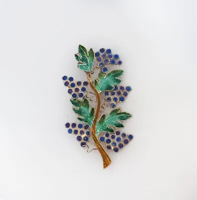 Zarah 925 Sterling Silver Enamel Vintage Grave Vine Branch Pin Brooch #2 • $30