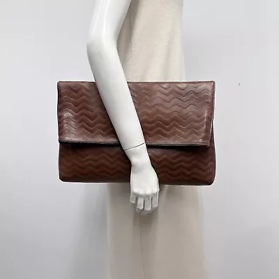 Missoni Leather Zig Zag Clutch Purse Brown Large Sleeper Bag • $399.99