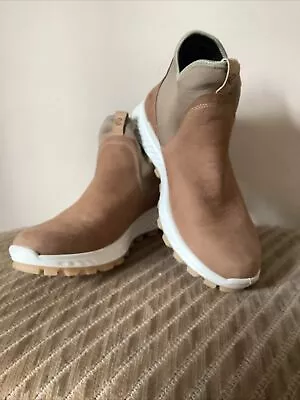 Womens ECCO Tan Nubuck Suede /Gore Tex Waterproof SoliceChelsea Boots UK 7.5 • £10