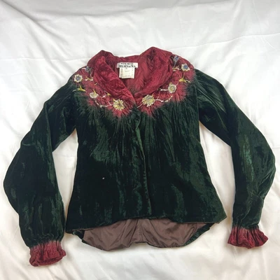 $203.99 • Buy Yoshiki Hishinuma Embroidered Button-Up Shirt Blouse Size 2 Green/Red NWOT