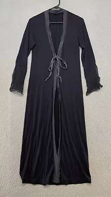 La Perla Robe Womens IT 1 / XS Silk Long Black Feminine Victorian Sleeves Maxi • $124.95