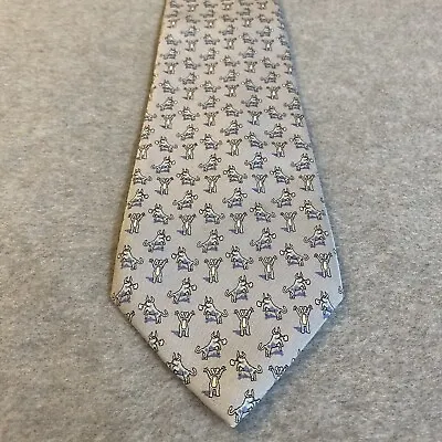 Vineyard Vines Neck Tie Blue Silk Stock Market Bull Bear Wide Classic Length USA • $24.99