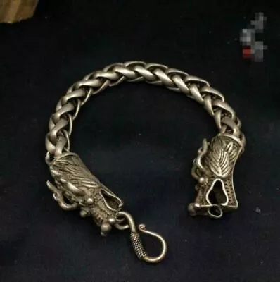 Rare Chinese Handwork Old Tibet Silver Dragon Bracelet Exquisite Men's Jewelry • $15.95