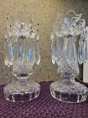 1 Pair Vintage Waterford Crystal  LISMORE  Candelabras 10”Tall  • $455