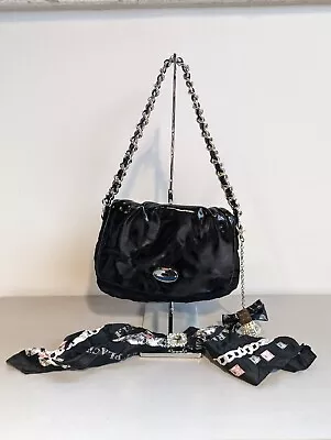 My Flat In London Black Purse With Silver Chains Scarf And Dust Bags • $129.99