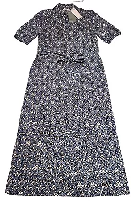 NEW Blue Next X Morris & Co Maxi Shirt Button-Up Dress 12 (K7) Belt Floral Split • $49.72