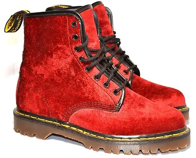 Original Red Velvet Dr. Martens 8 Eye Boots. Excellent Condition! • $299.99