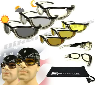 Photochromic Day Night Transition Motorcycle Sunglasses Biker Chrome Goggle • $37.99