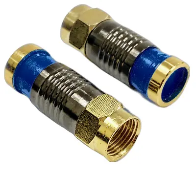 10 X Auline Gold End F Plug Connector Male Compression Plug For RG6 WF100 Cable • £5.29