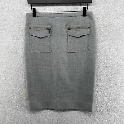 J.CREW Skirt Womens Size 4 Gray Flat Front Pencil Straight 100% Wool • $19.90