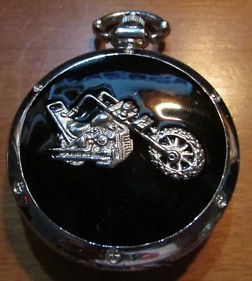 Motorcycle Chopper Pocket Watch Silver Tone • $55.55