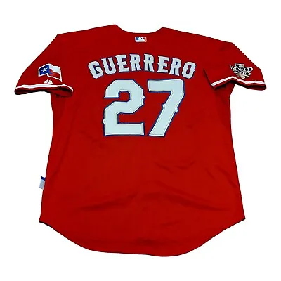 Rare Authentic Texas Rangers Jersey Vladimir Guerrero 2010 World Series Size 56 • $139.99