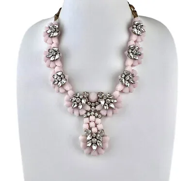 J. Crew Pink Rubber Flower Necklace Antiqued Gold Tone 19 + • $29.99