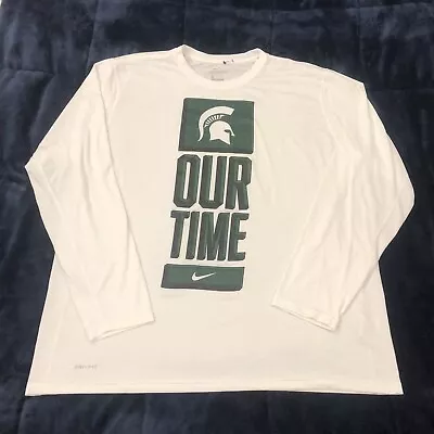 The Nike Tee Dri-Fit Michigan State Spartans White Longsleeve Shirt Mens XXL • $14.77