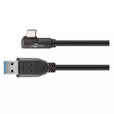 Goobay Black 1m 90° Male USB-A 3.0 To USB-C Charger Cable Cord For Smartphones • $22