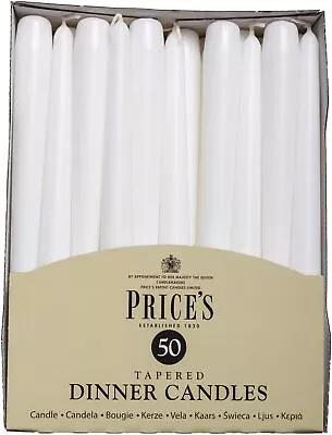 Price's Candles - Tapered Dinner - Pack Of 50 - White 50 Pack  • £18.12