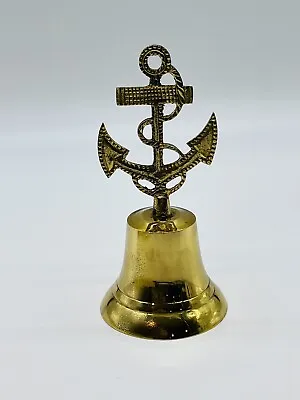 Vintage Nautical Metal Bell With Anchor And Rope 7 Inches Tall Navy Free Ship • $24.99