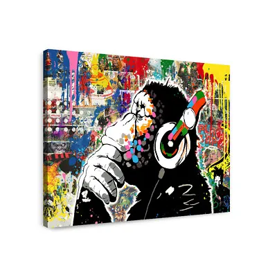 Banksy Chimp Canvas Art Banksy Monkey Poster Banksy Art Framed Poster • $38.61