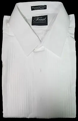 White Traditional Tuxedo Shirt Laydown Or Wing Collar Prom Wedding 15 16 17 18 • $24.99