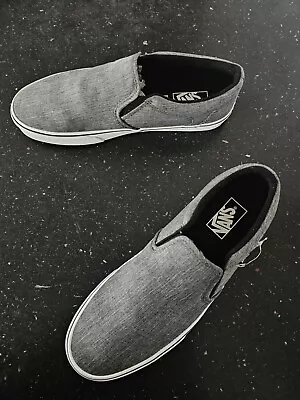 New Vans Men's Asher Slip On Low Top Sneakers Grey - Size 9UK  .  BRAND NEW  • £16