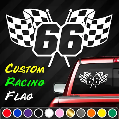 Racing Number Flag Vinyl Decal Sticker | Custom Dirt Bike Plate Competition BMX • $6.99