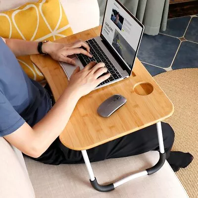 Lap Desk Breakfast Serving Multifunctional Sofa Tray Foldable Legs Bamboo • £9.99