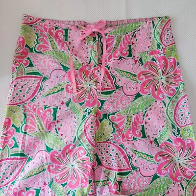 Vera Bradley Pinwheel Pink Pajama Pants Size L Cotton 29  Inseam Lightweight • $19.99