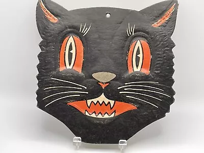 Vintage Embossed Cardboard Die Cut Halloween Beistle Black Cat Decor USA • $8.88
