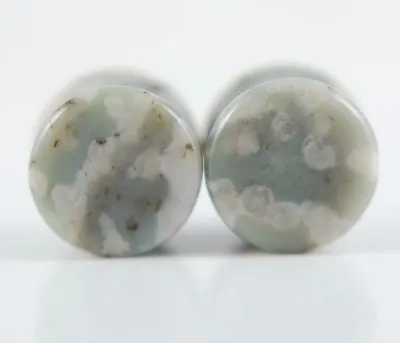 Pair Of Peace Jade Organic Stone Plugs  Gauges Ear Tunnels - 2g - 1  10 Sizes • $7.65