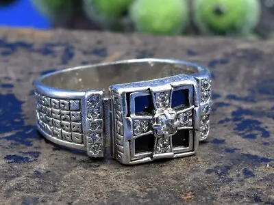 SALE Jewelry Men Unisex Ring SILVER 925 Vtg Europe Old Icon Masonic Cross Model • $59.95