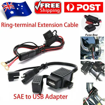 SAE To USB Motorcycle Adapter USB Charger Cable Extension 2.1A Fast Charging 12V • $26.22