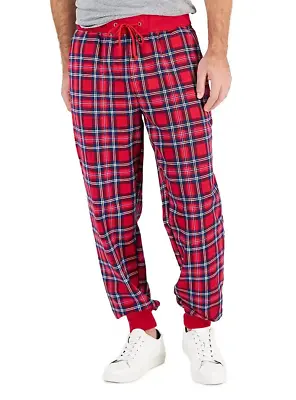 Charter Club Men's Lounge Jogger Pants Holiday Red Multi Plaid XL • $8.99