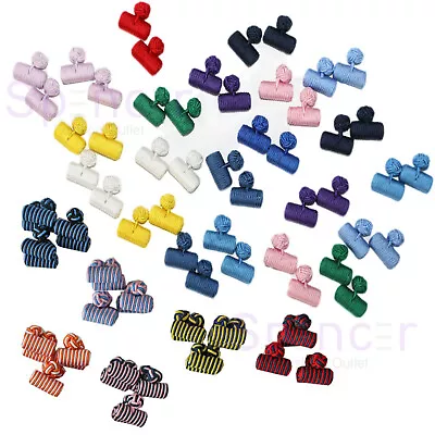 £4.20 • Buy Round Barrel Men Women Silk Knots/Cufflinks All Colours Shirt Cufflinks UK Stock