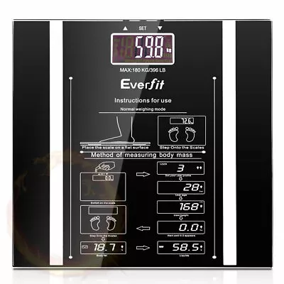 Everfit Bathroom Scales Digital Body Fat Scale 180KG Electronic Monitor Tracker • $22.35