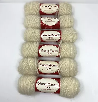 Lot Of 6 Berroco Zoom Zoom Plus #3501 Cream Yarn Skeins Wool Blend Vintage • $19.99