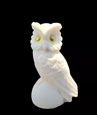 Vintage Salt Stone Alabaster White Owl Figurine Italian  • $0.99