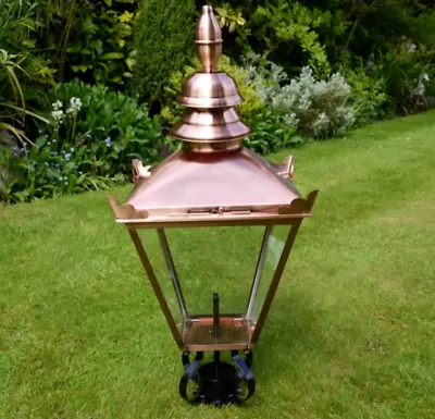 Copper Finish Vintage Victorian Garden Street Post Lantern Lamp Top Glass Light • £179.99