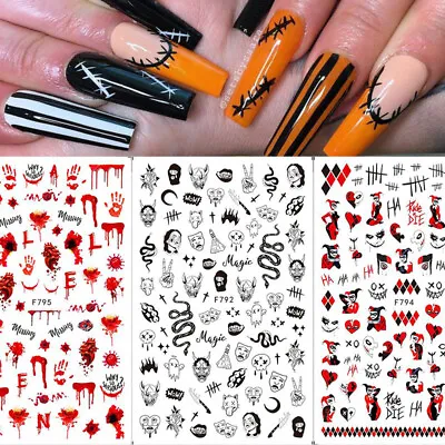 Nail Art 3D Decals Stickers Christmas Halloween Skull DIY Decoration Manicure • $1.24