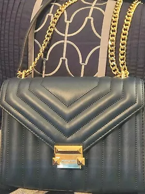 Michael Kors Whitney Medium Flap Chain Shoulder Bag Handbag Purse Blue • $90