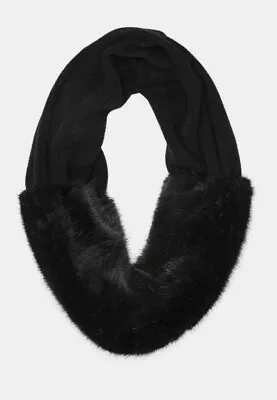 Beautiful NEW Cabi #4220  Infinity Scarf  Black Super Soft Knit & Faux Mink Fur • $28.80