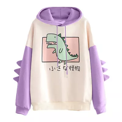 £15.88 • Buy 	Women Hooded Sweatshirt Lady Dinosaur Hoodies Tops Jumper Pullover Jacket Coat