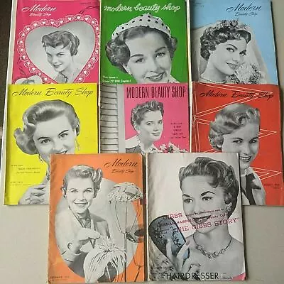 8 X Vintage Modern Beauty Shop Salon Hair Styles Magazine With Ads 1955 • $149