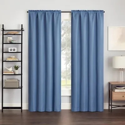 Eclipse Samara Blackout Rod Pocket 1- Pack Curtain Panel Silver Blue 42 X63  • $20