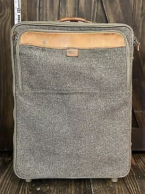 HARTMANN Rolling Luggage Suitcase Tweed Leather Vintage Approximately 24”x18”x9” • $55