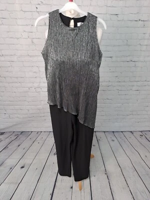 £13.99 • Buy Wallis Black Silver Layered Slim Leg Occasion Jumpsuit Womens Size 8 (CV20)