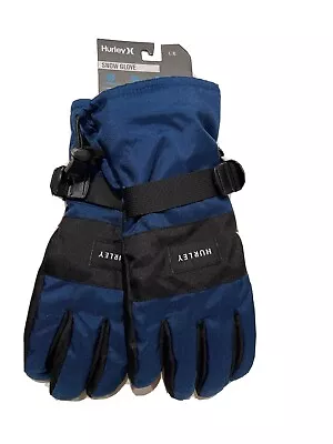 HURLEY Heat Block Water Resistant Navy Blue&Black Snowboard/Ski Gloves Size L/XL • $17.99