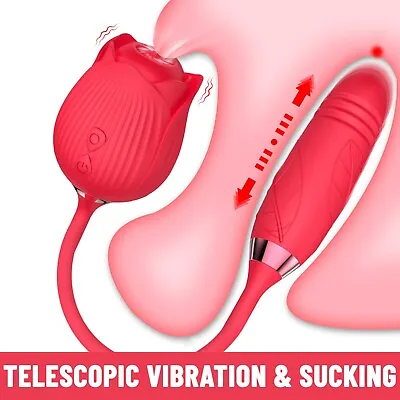 Rose  Sucking Vibrator Clitoral G-spot Suction Thrusting Dildo  Sex Toy 10 Speed • $21.89