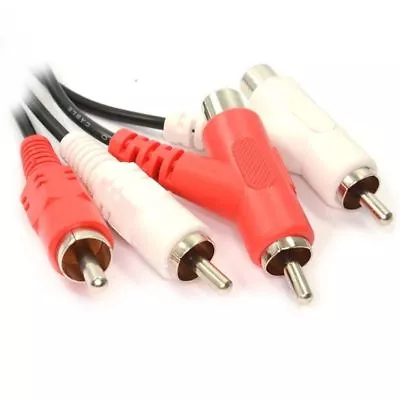 0.5M Metre TWIN 2 X RCA Phono PLUG To PLUG Stackable Y Splitter Lead CABLE 2 Way • £2.99